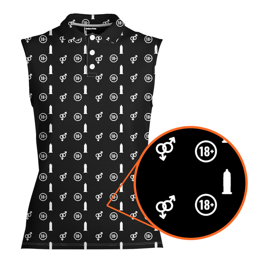 White Circle-Women Sleeveless Polo Shirt-Gerbera Prints