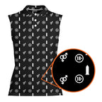 White Circle-Women Sleeveless Polo Shirt-Gerbera Prints