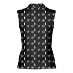White Circle-Women Sleeveless Polo Shirt-Gerbera Prints