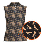 Capiche Italian Hand-Women Sleeveless Polo Shirt-Gerbera Prints