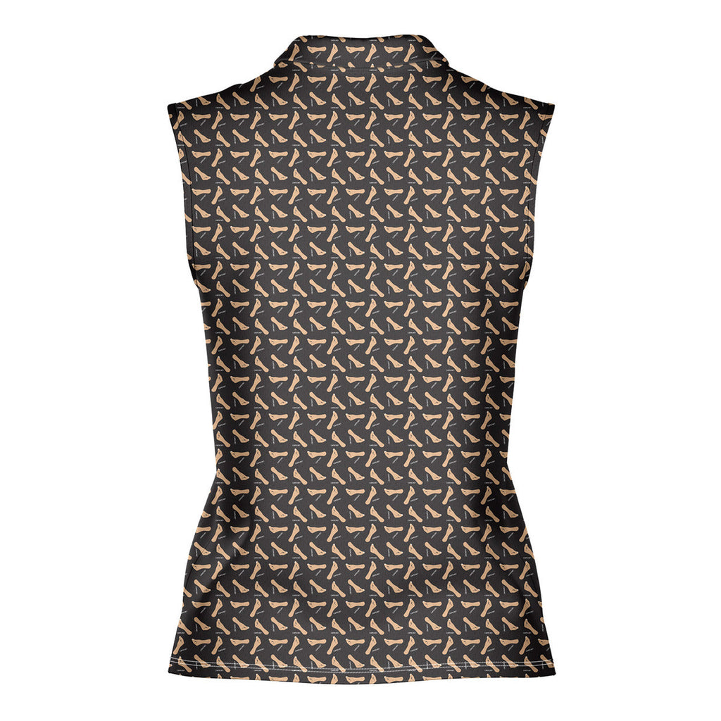 Capiche Italian Hand-Women Sleeveless Polo Shirt-Gerbera Prints