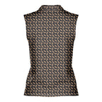 Capiche Italian Hand-Women Sleeveless Polo Shirt-Gerbera Prints
