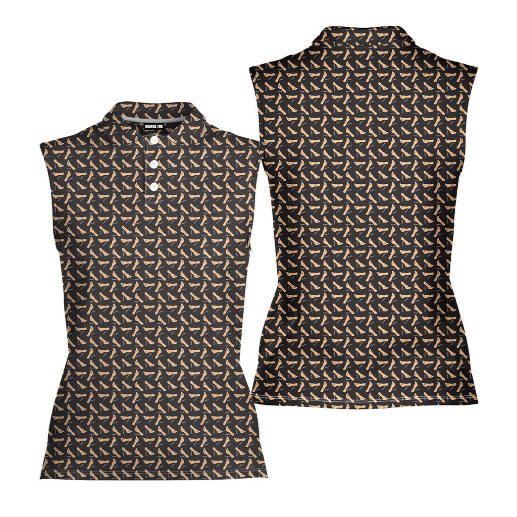 Capiche Italian Hand-Women Sleeveless Polo Shirt-Gerbera Prints