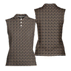 Capiche Italian Hand-Women Sleeveless Polo Shirt-Gerbera Prints