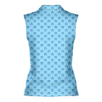 Moustache Blue-Women Sleeveless Polo Shirt-Gerbera Prints