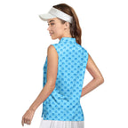 Moustache Blue-Women Sleeveless Polo Shirt-Gerbera Prints