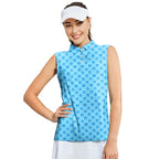 Moustache Blue-Women Sleeveless Polo Shirt-Gerbera Prints