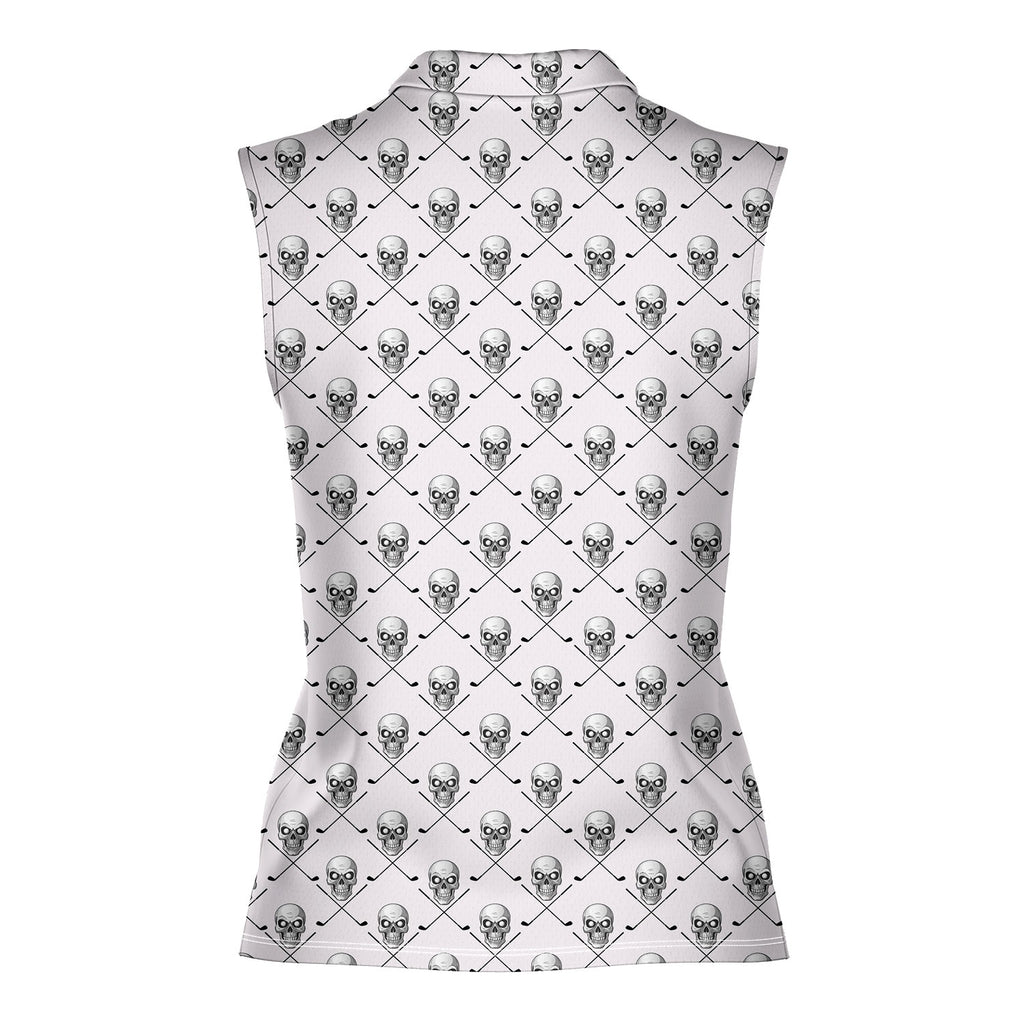 Skull Golf-Women Sleeveless Polo Shirt-Gerbera Prints