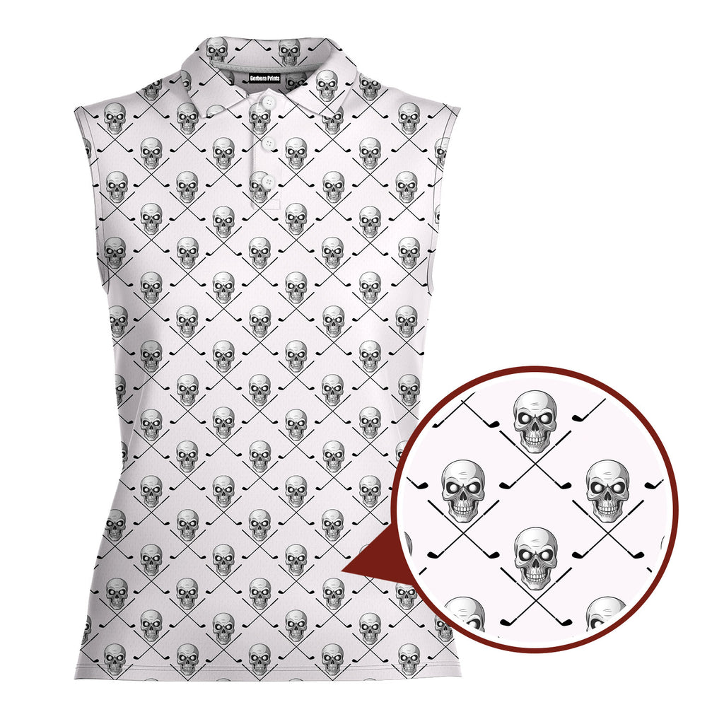 Skull Golf-Women Sleeveless Polo Shirt-Gerbera Prints