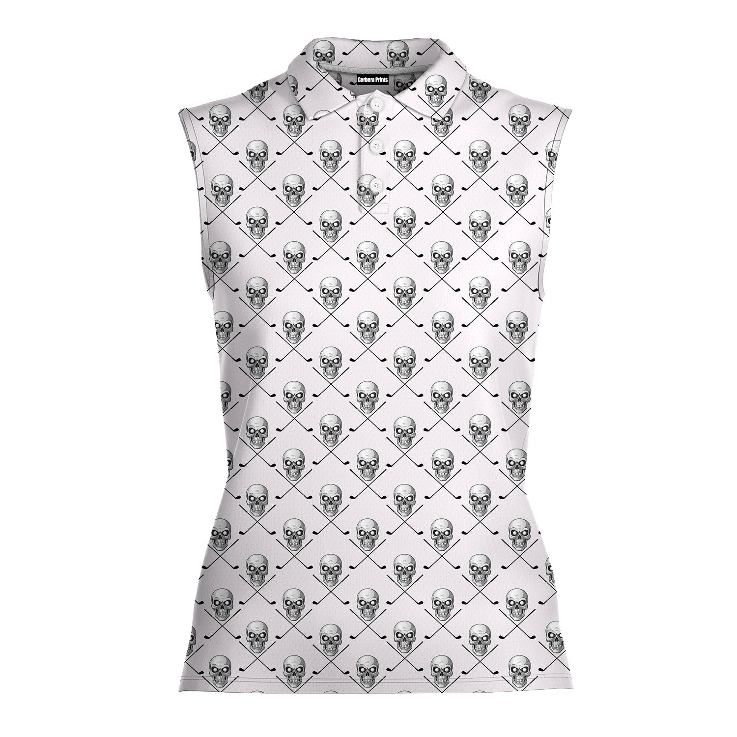 Skull Golf-Women Sleeveless Polo Shirt-Gerbera Prints
