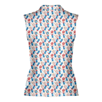 Patriotic Rocket Ice-Pop - Ladies Sleeveless Golf Polo Shirt