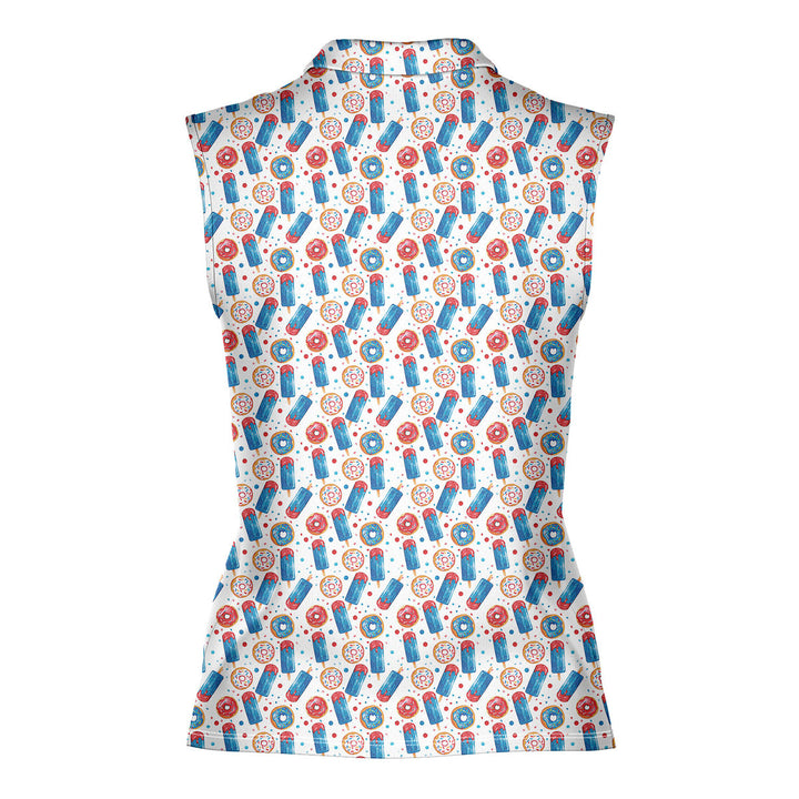 Patriotic Rocket Ice-Pop - Ladies Sleeveless Golf Polo Shirt