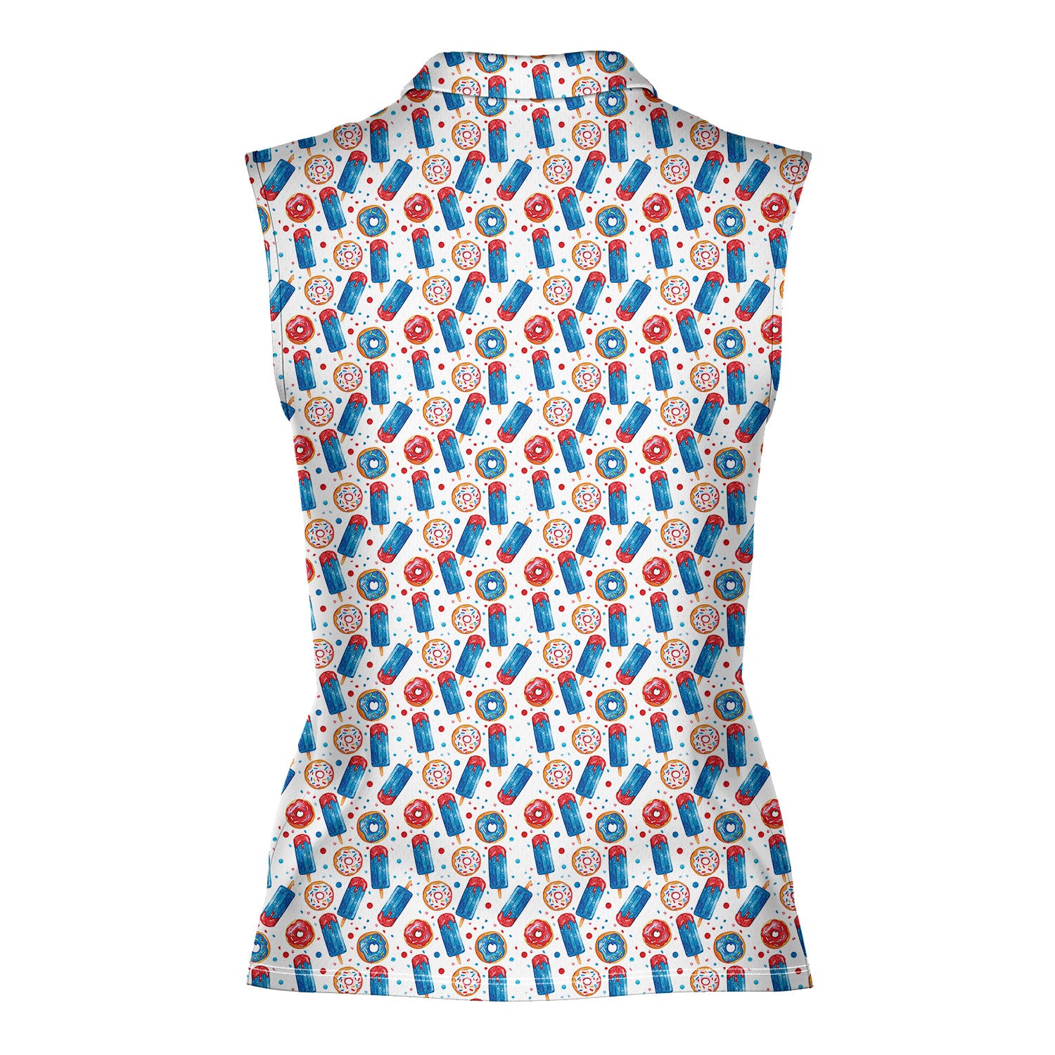 Patriotic Rocket Ice-Pop-Women Sleeveless Polo Shirt-Gerbera Prints