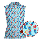 Patriotic Rocket Ice-Pop-Women Sleeveless Polo Shirt-Gerbera Prints