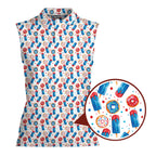Patriotic Rocket Ice-Pop-Women Sleeveless Polo Shirt-Gerbera Prints