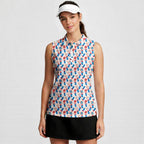 Patriotic Rocket Ice-Pop-Women Sleeveless Polo Shirt-Gerbera Prints