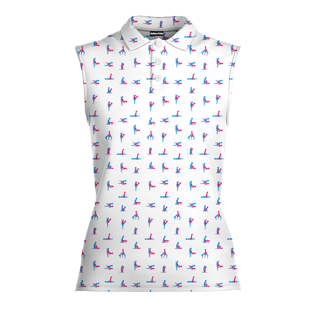 Kama Sutra-Women Sleeveless Polo Shirt-Gerbera Prints