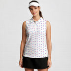 Kama Sutra-Women Sleeveless Polo Shirt-Gerbera Prints
