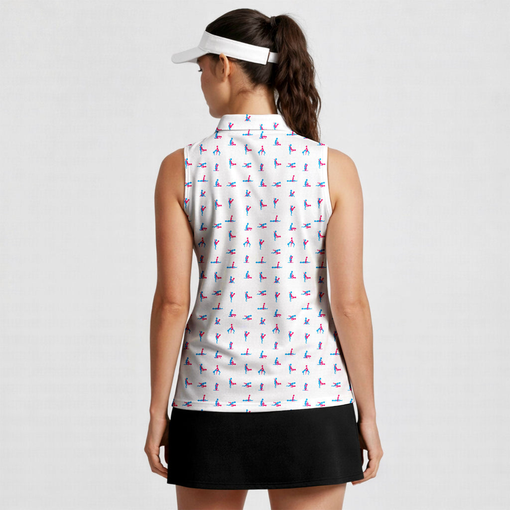 Kama Sutra-Women Sleeveless Polo Shirt-Gerbera Prints