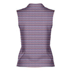 Frank and Beans Funny American-Women Sleeveless Polo Shirt-Gerbera Prints