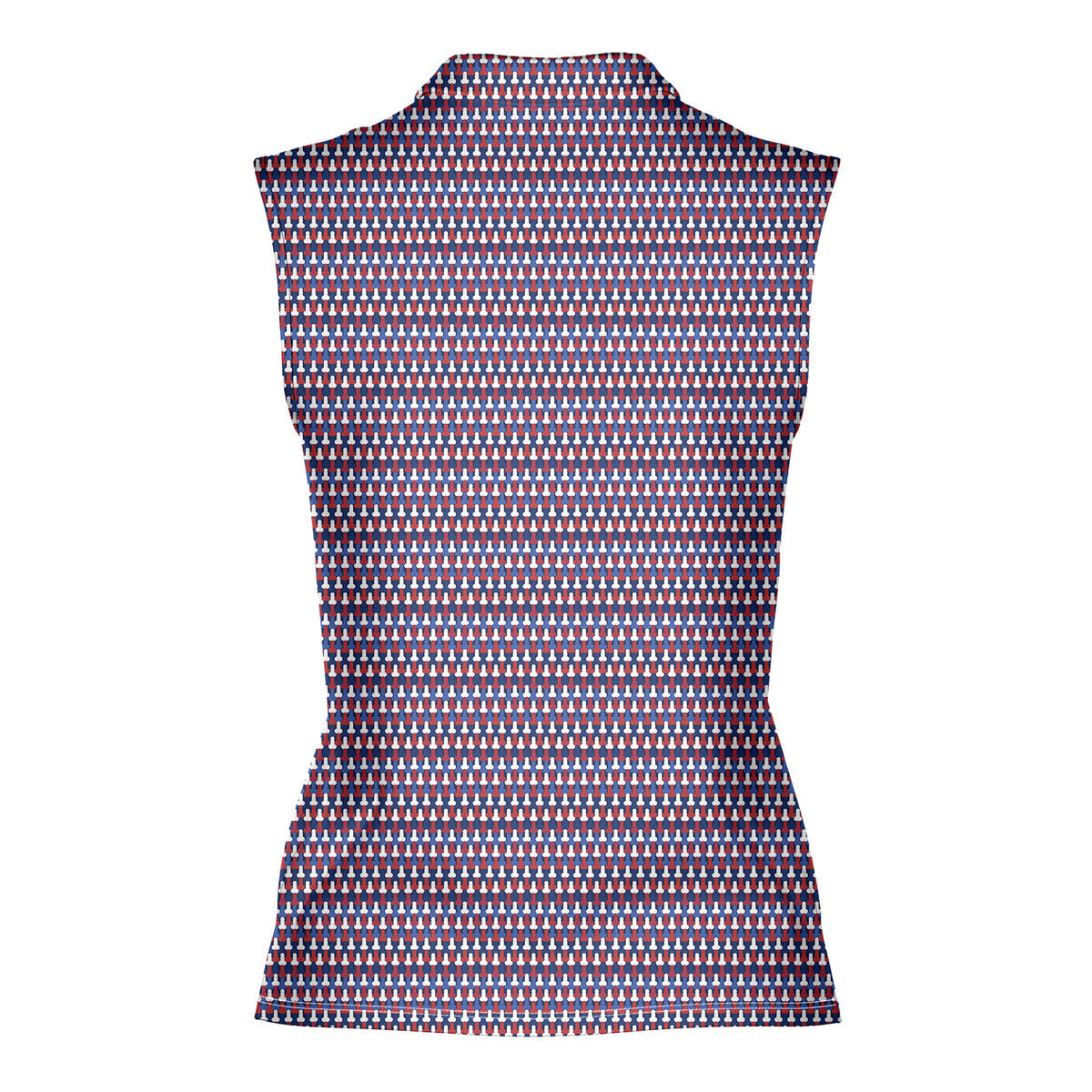 Frank and Beans Funny American-Women Sleeveless Polo Shirt-Gerbera Prints