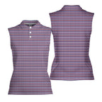 Frank and Beans Funny American-Women Sleeveless Polo Shirt-Gerbera Prints