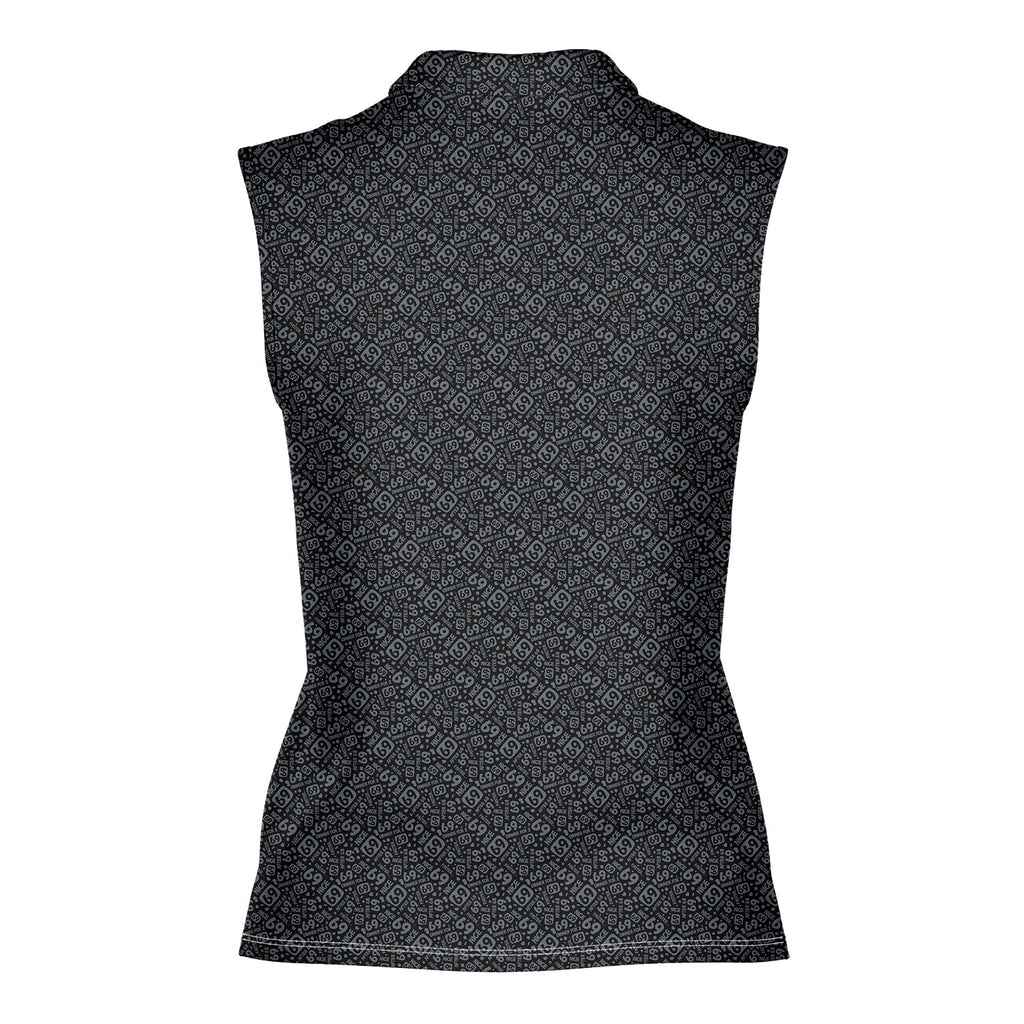 Sixty Nine-Women Sleeveless Polo Shirt-Gerbera Prints
