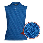 Sixty Nine-Women Sleeveless Polo Shirt-Gerbera Prints
