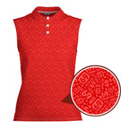 Sixty Nine-Women Sleeveless Polo Shirt-Gerbera Prints