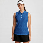 Sixty Nine-Women Sleeveless Polo Shirt-Gerbera Prints