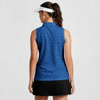 Sixty Nine-Women Sleeveless Polo Shirt-Gerbera Prints