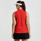 Sixty Nine-Women Sleeveless Polo Shirt-Gerbera Prints