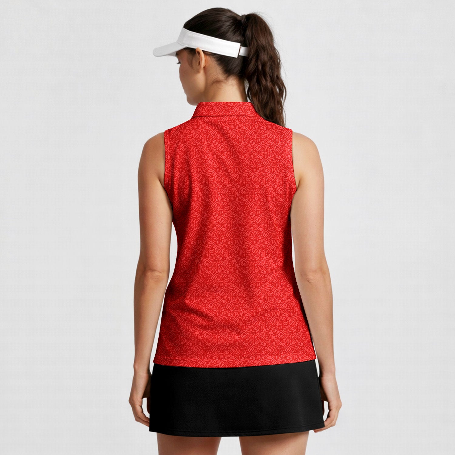 Sixty Nine-Women Sleeveless Polo Shirt-Gerbera Prints