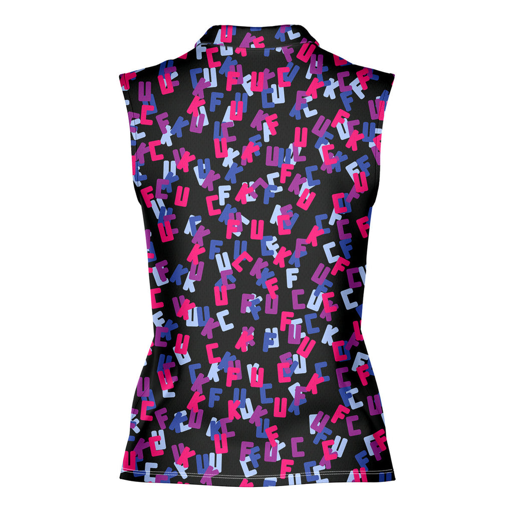 Hidden Words-Women Sleeveless Polo Shirt-Gerbera Prints
