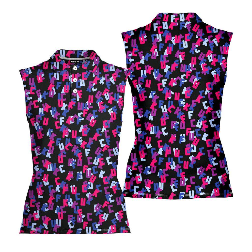 Hidden Words-Women Sleeveless Polo Shirt-Gerbera Prints