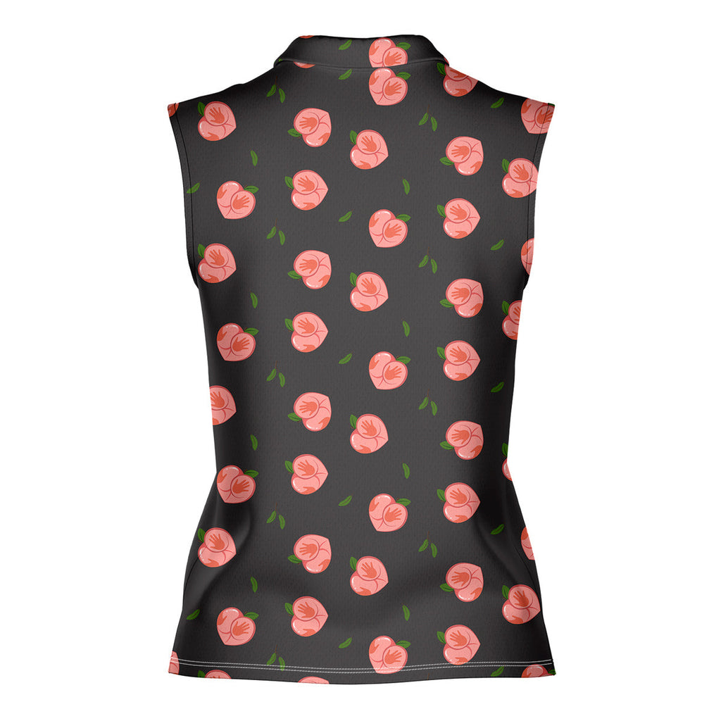 Nice Peaches-Women Sleeveless Polo Shirt-Gerbera Prints