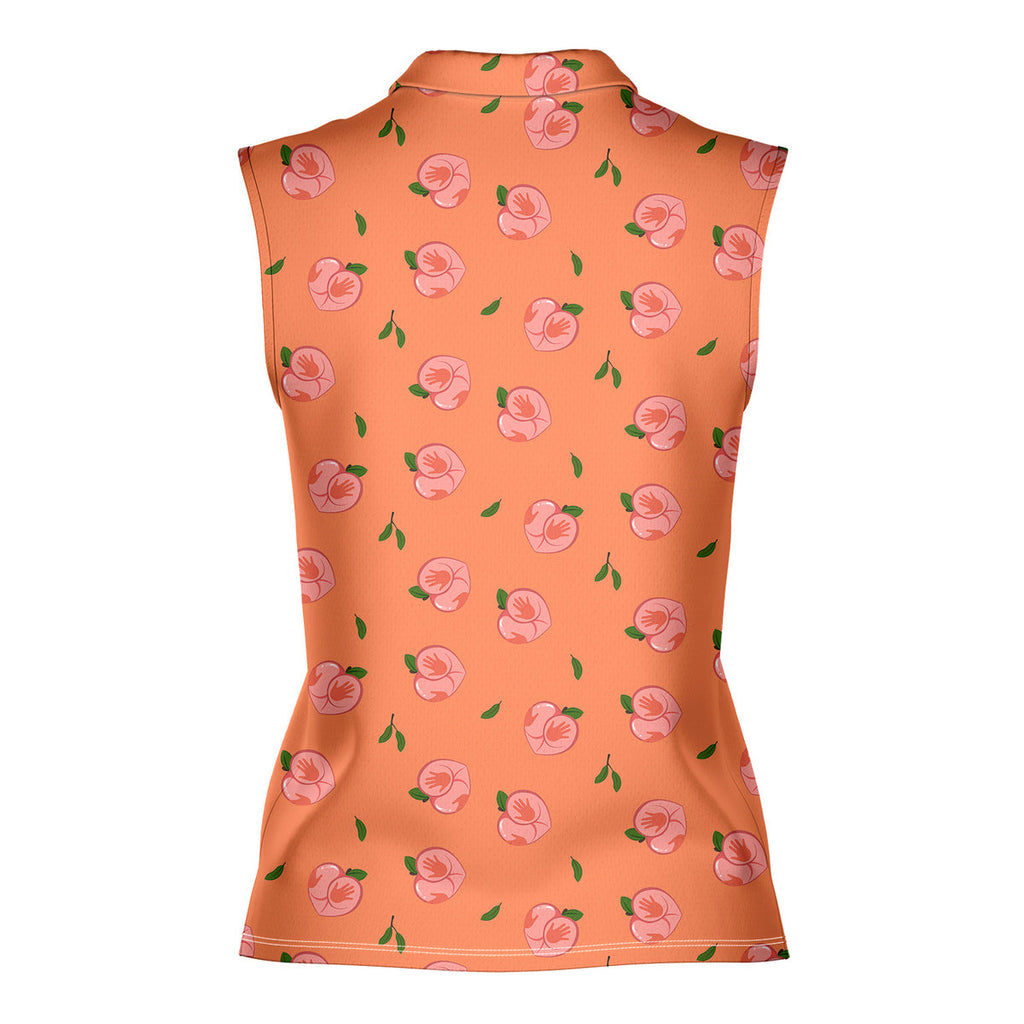 Nice Peaches-Women Sleeveless Polo Shirt-Gerbera Prints