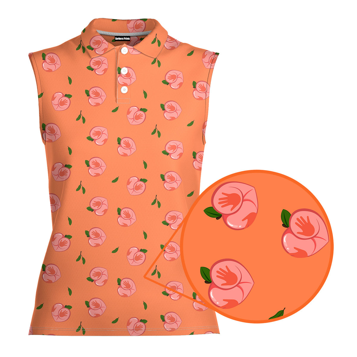 Nice Peaches-Women Sleeveless Polo Shirt-Gerbera Prints
