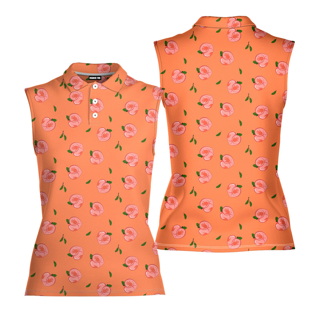 Nice Peaches-Women Sleeveless Polo Shirt-Gerbera Prints