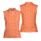 Nice Peaches-Women Sleeveless Polo Shirt-Gerbera Prints