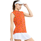 Nice Peaches-Women Sleeveless Polo Shirt-Gerbera Prints