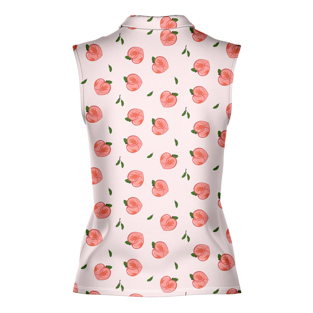 Nice Peaches-Women Sleeveless Polo Shirt-Gerbera Prints