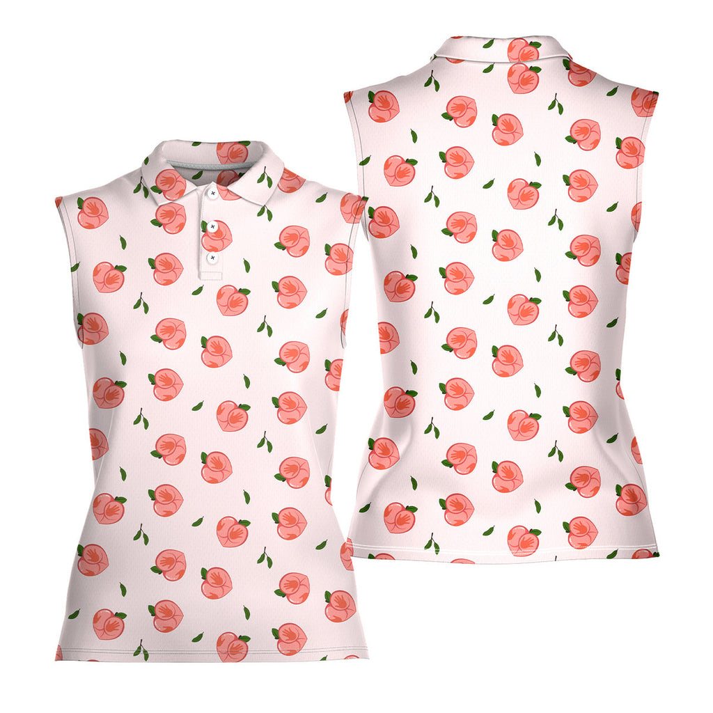 Nice Peaches-Women Sleeveless Polo Shirt-Gerbera Prints