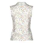 On Par Lets Play Throught-Women Sleeveless Polo Shirt-Gerbera Prints