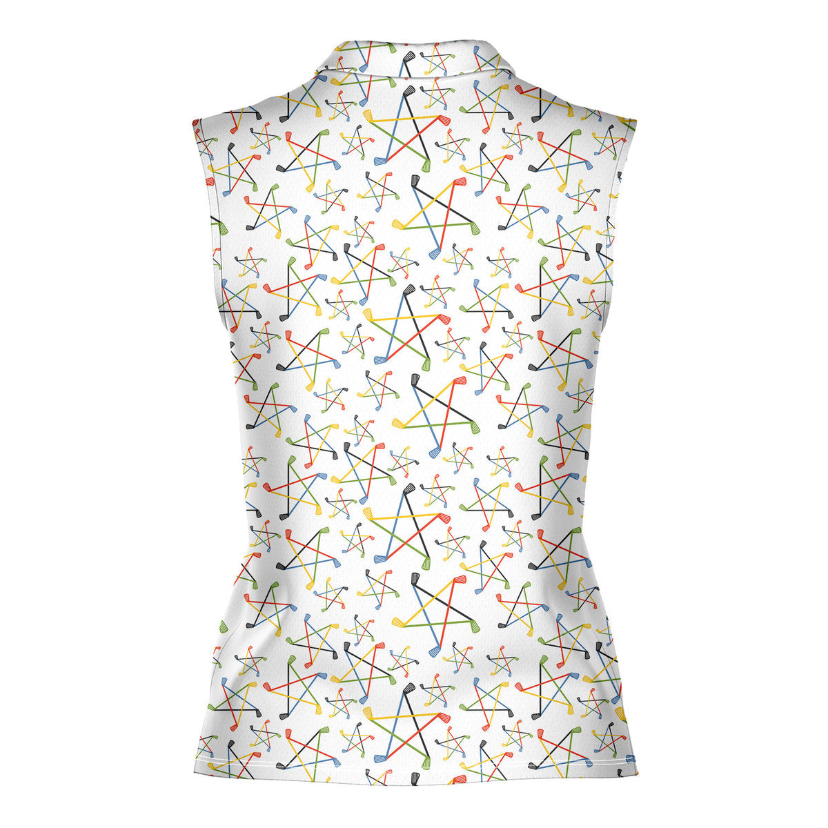 On Par Lets Play Throught-Women Sleeveless Polo Shirt-Gerbera Prints