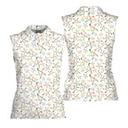 On Par Lets Play Throught-Women Sleeveless Polo Shirt-Gerbera Prints