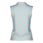 A Taste of Eggplant & Peach-Women Sleeveless Polo Shirt-Gerbera Prints