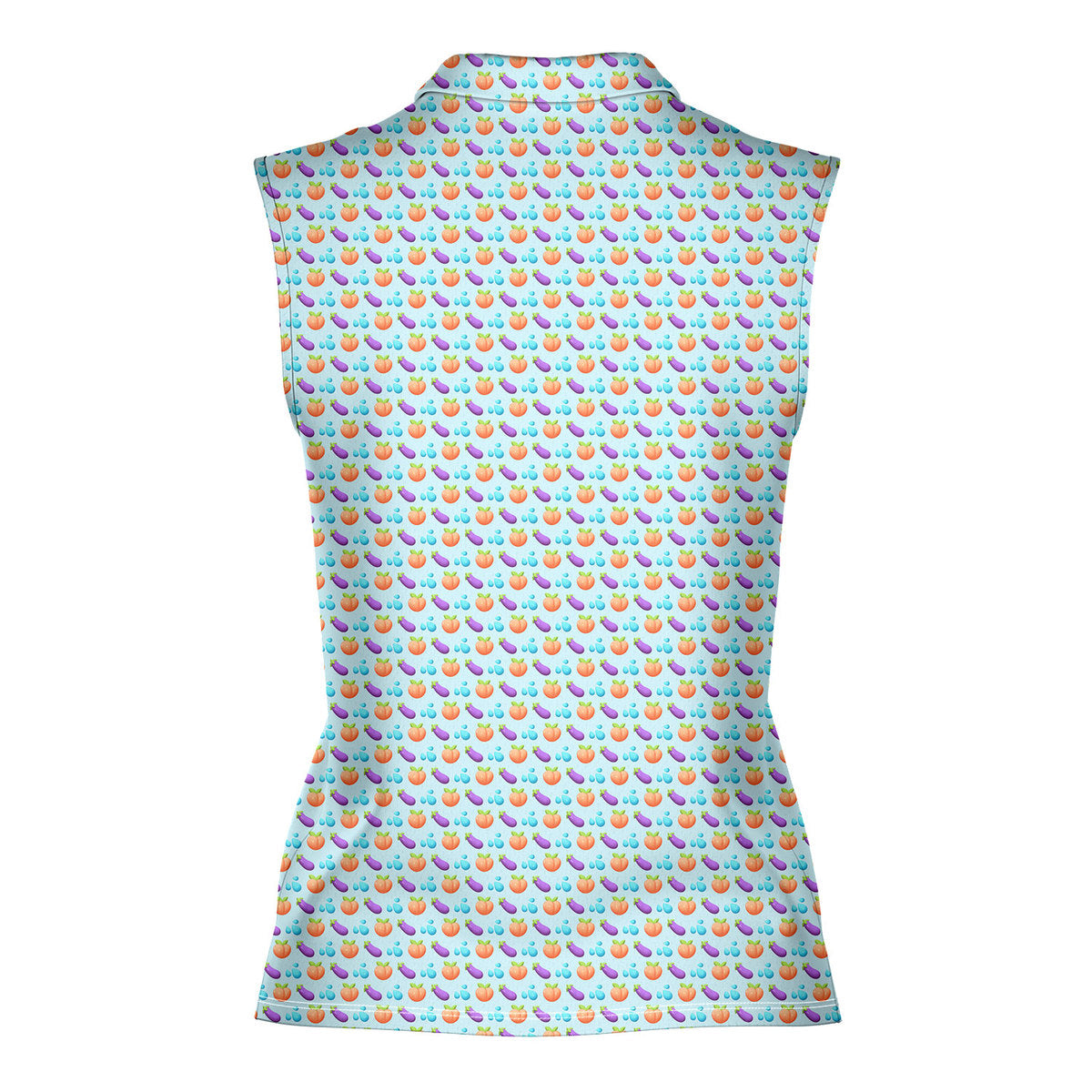 A Taste of Eggplant & Peach-Women Sleeveless Polo Shirt-Gerbera Prints
