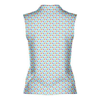 A Taste of Eggplant & Peach - Ladies Sleeveless Golf Polo Shirt