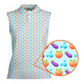 A Taste of Eggplant & Peach-Women Sleeveless Polo Shirt-Gerbera Prints
